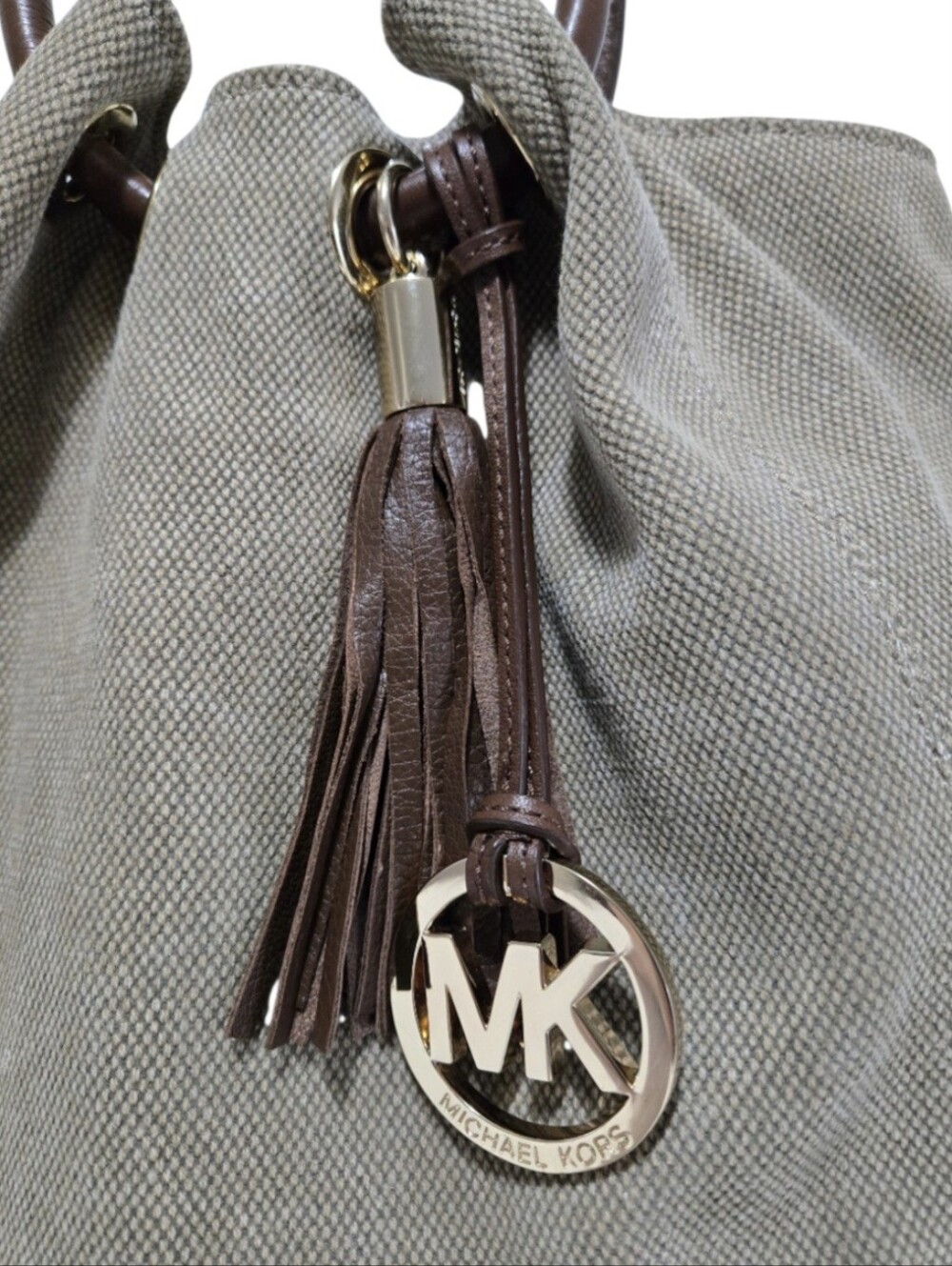 Michael Michael Kors Taupe Canvas Hobo Shoulder Bag - EUC - Picture 4 of 14